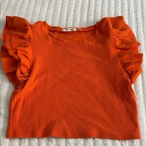 Vibrant Orange Ruffled Women's Blouse